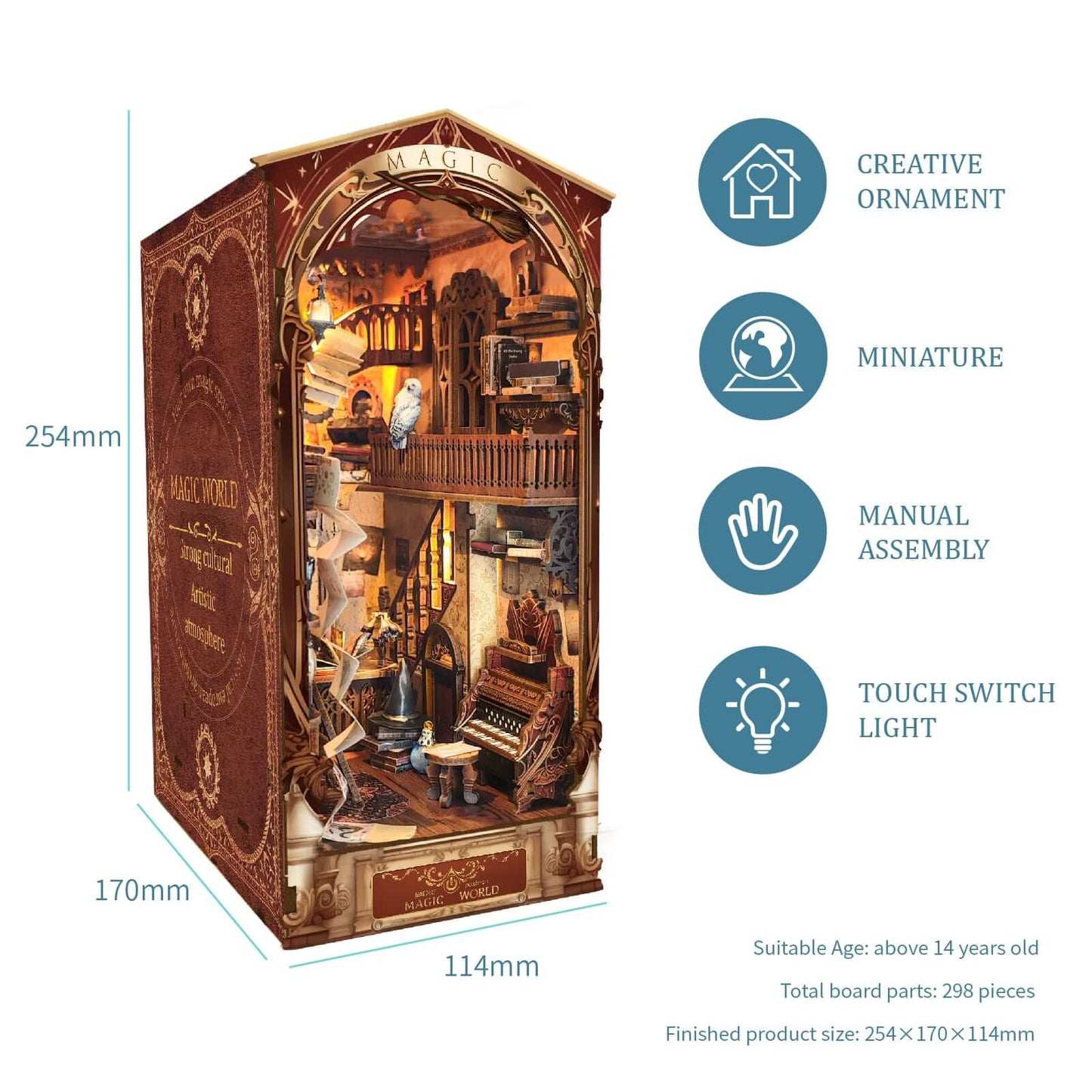 The Magic World Wooden DIY Book Nook Kit - LED Lighting Feature