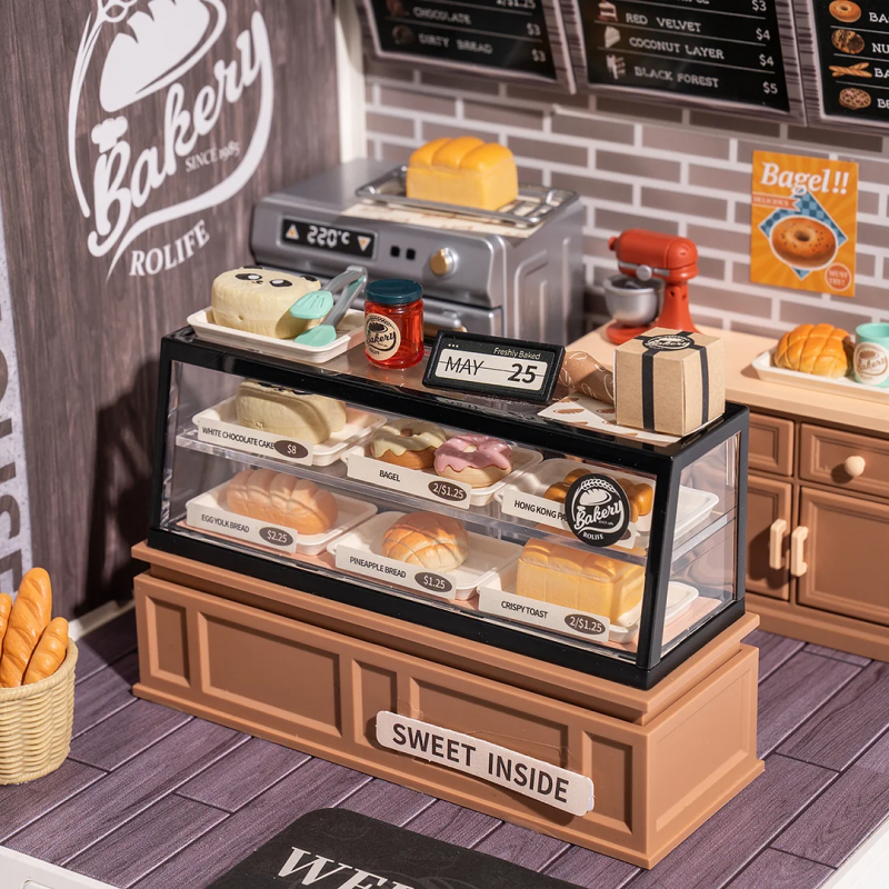 Robotime Rolife Golden Wheat Bakery Kit Diy Dollhouse