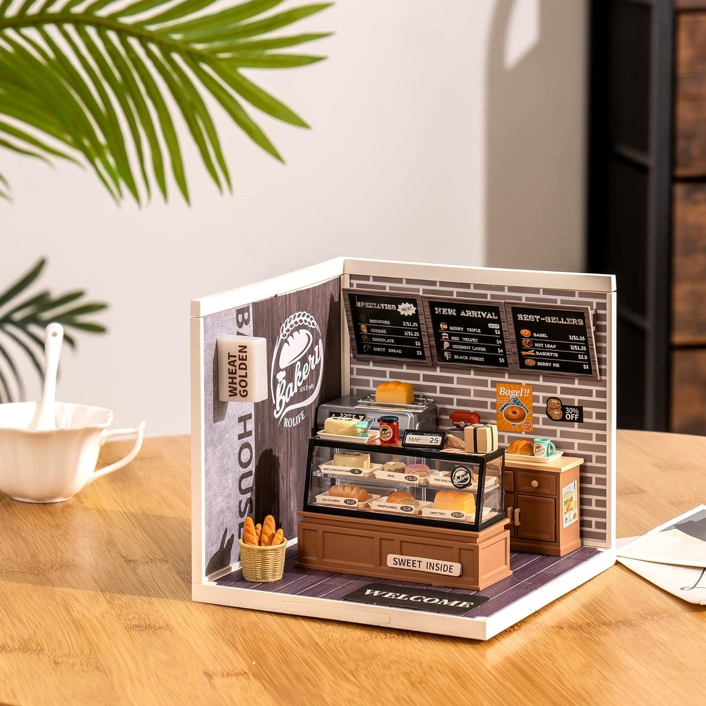 Robotime Rolife Golden Wheat Bakery Kit Diy Dollhouse