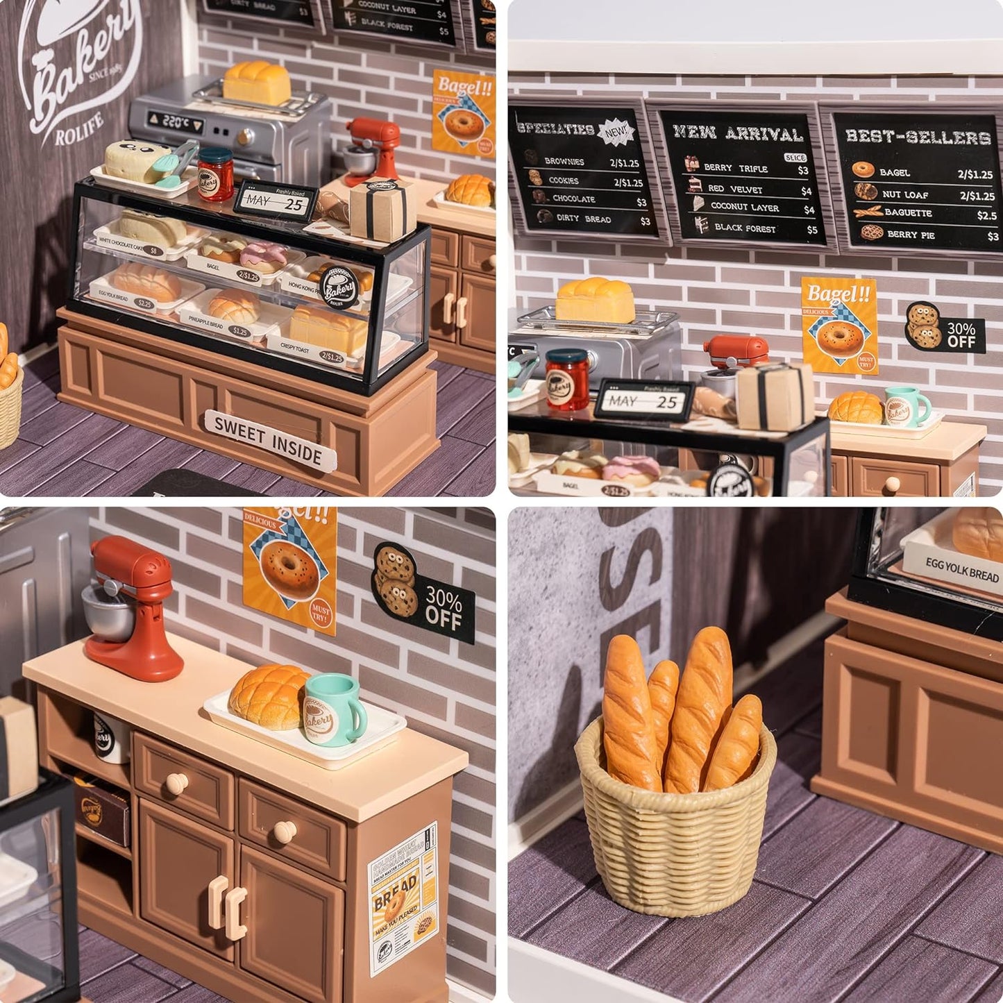 Robotime Rolife Golden Wheat Bakery Kit Diy Dollhouse