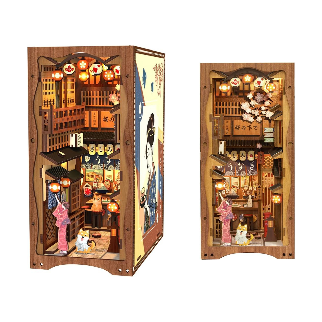 Under the Sakura book nook kit – finished result