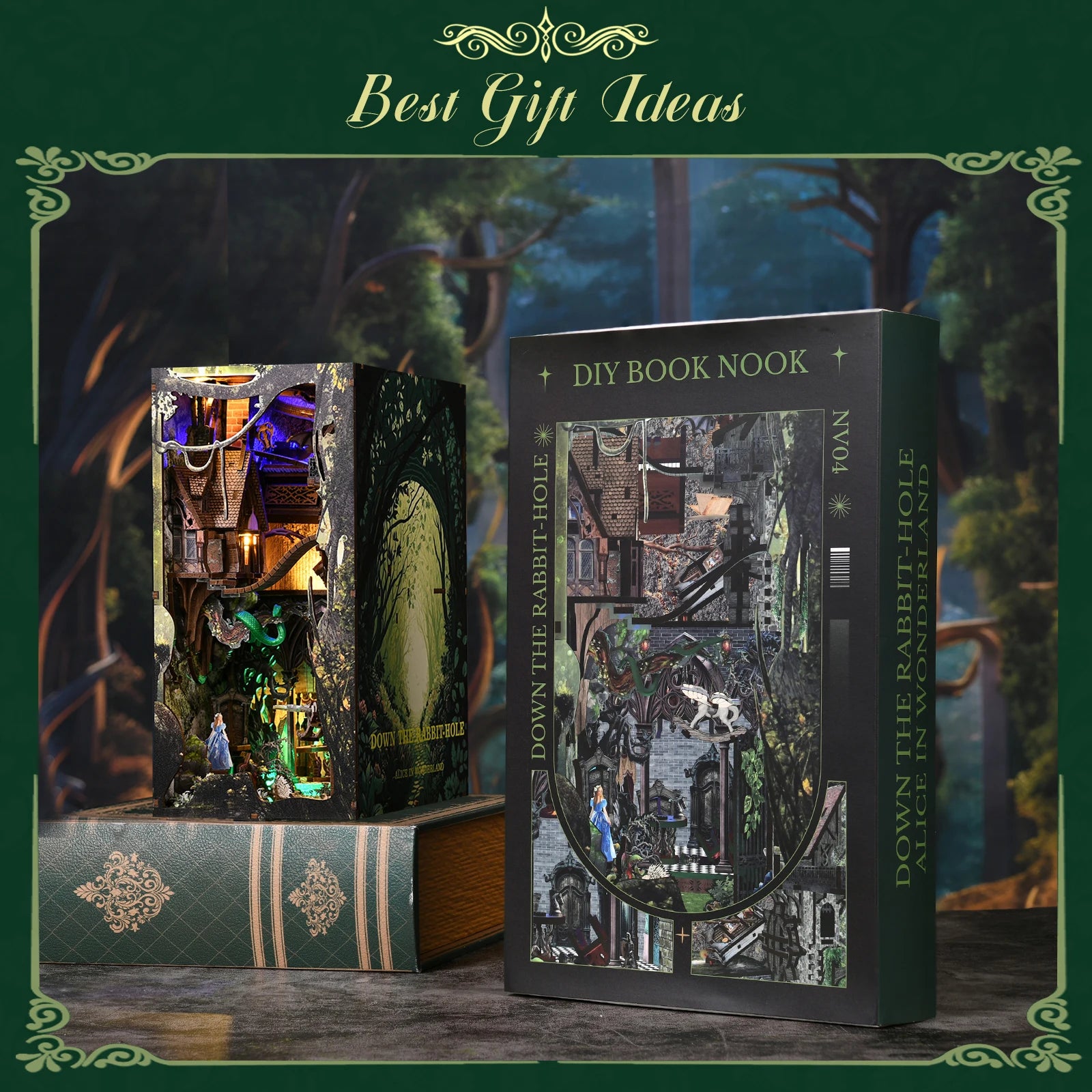 Alice in Wonderland Down The Rabbit DIY Book Nook Kit - Book Nook Kit