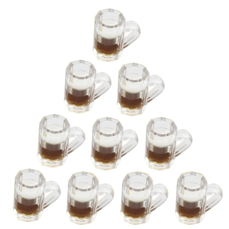 Miniature Beer Mugs – 1/6 Scale Resin Dollhouse Cups (10pcs)