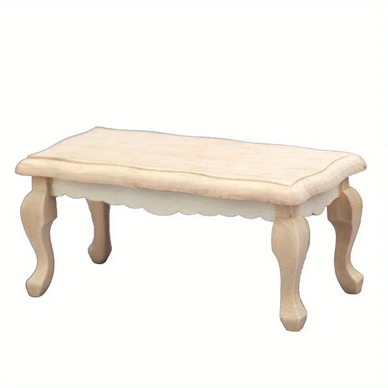 Miniature Coffee Table – 1:12 Scale Wooden Dollhouse Table