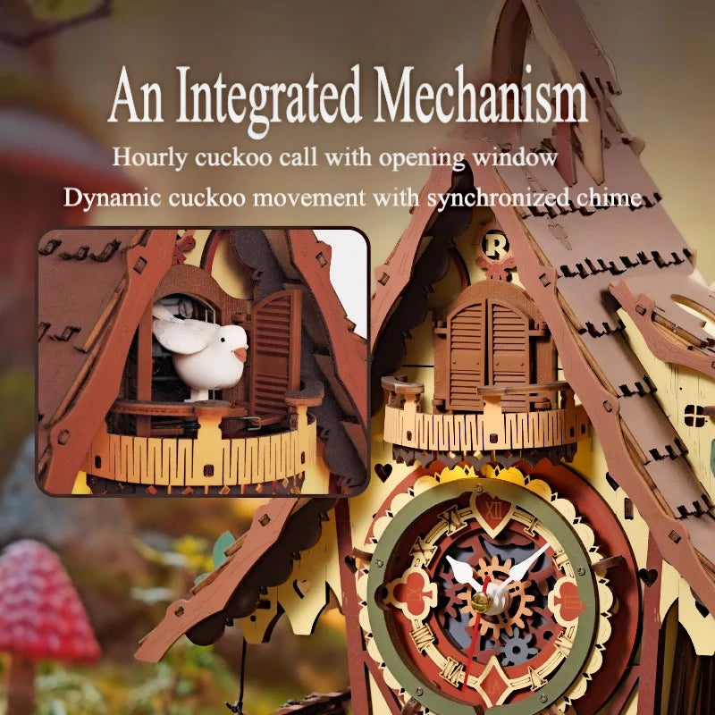 ROKR Robotime Cuckoo Clock | DIY Wooden Gear Clock Kit - Book Nook Kit