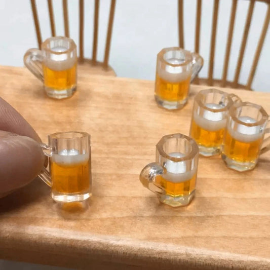 Miniature Beer Mugs – 1/6 Scale Resin Dollhouse Cups (10pcs)