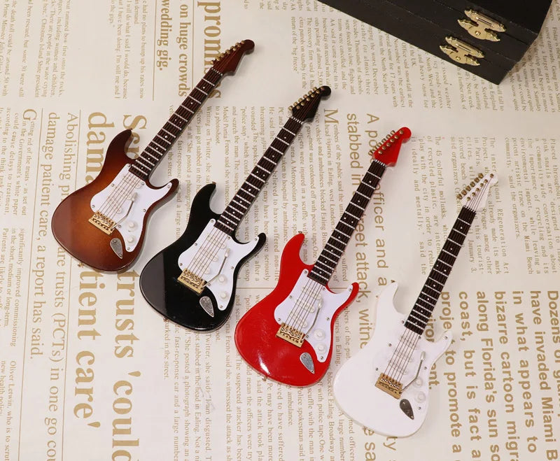 Miniature Electric Guitar Model with Stand and Case