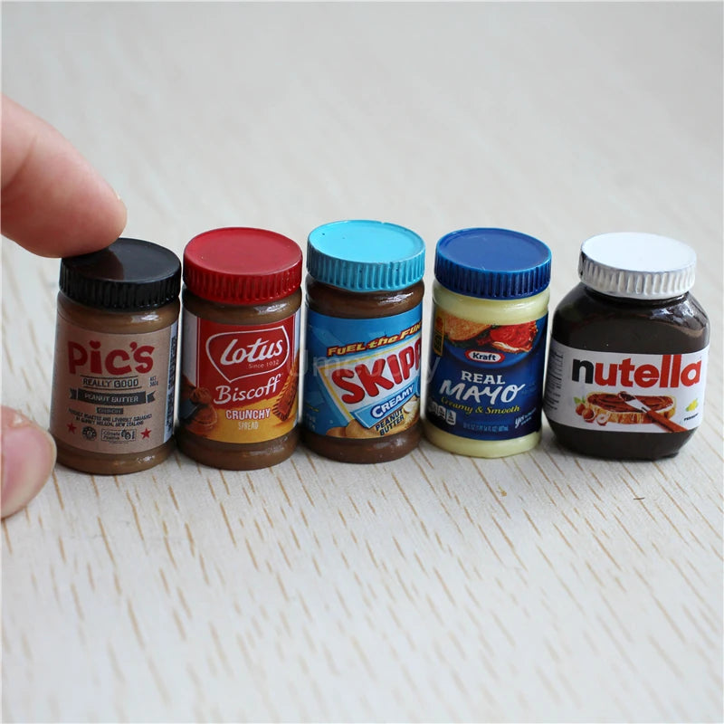 Miniature Branded Spread Bottle Set (5PCS) – 1/6 & 1/12 Scale