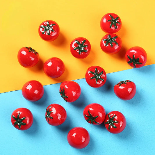 5pcs Mini Tomato Resin Charms for Crafts & Decor