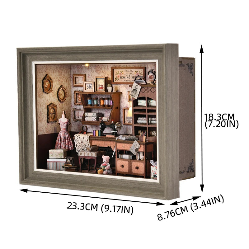 Lily Sewing Shop Miniature with LED Lights
