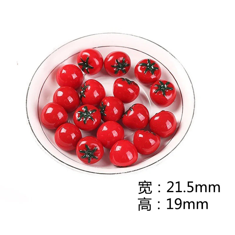 5pcs Mini Tomato Resin Charms for Crafts & Decor
