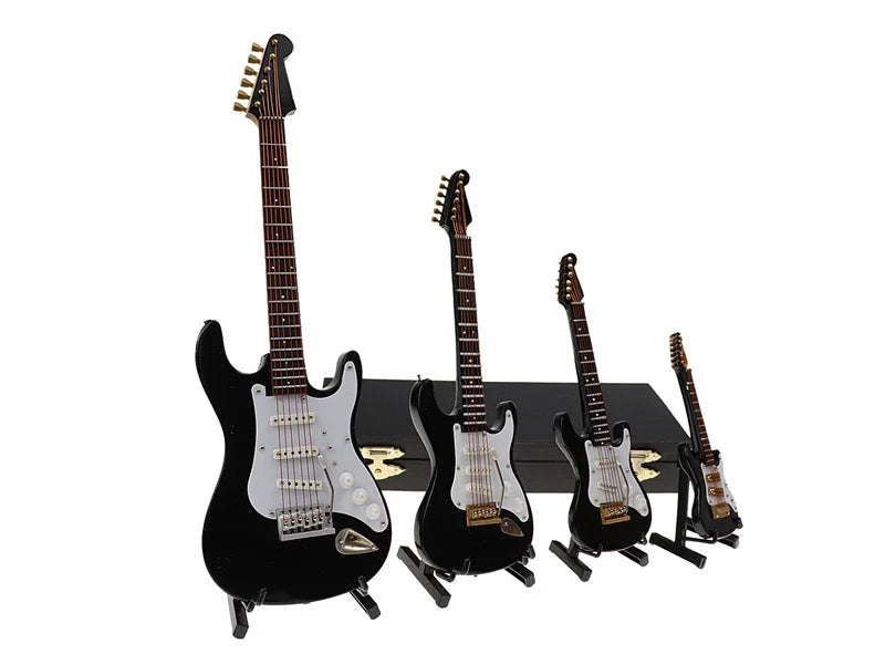 Miniature Electric Guitar Model with Stand and Case