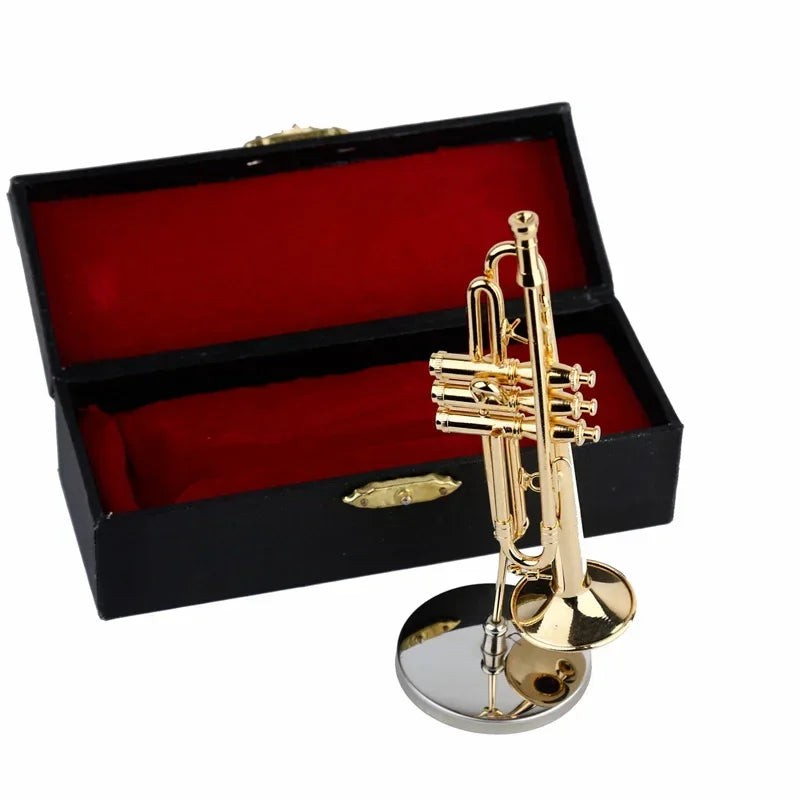 Mini Gold Trumpet Model with Gift Box – Collectible Decor