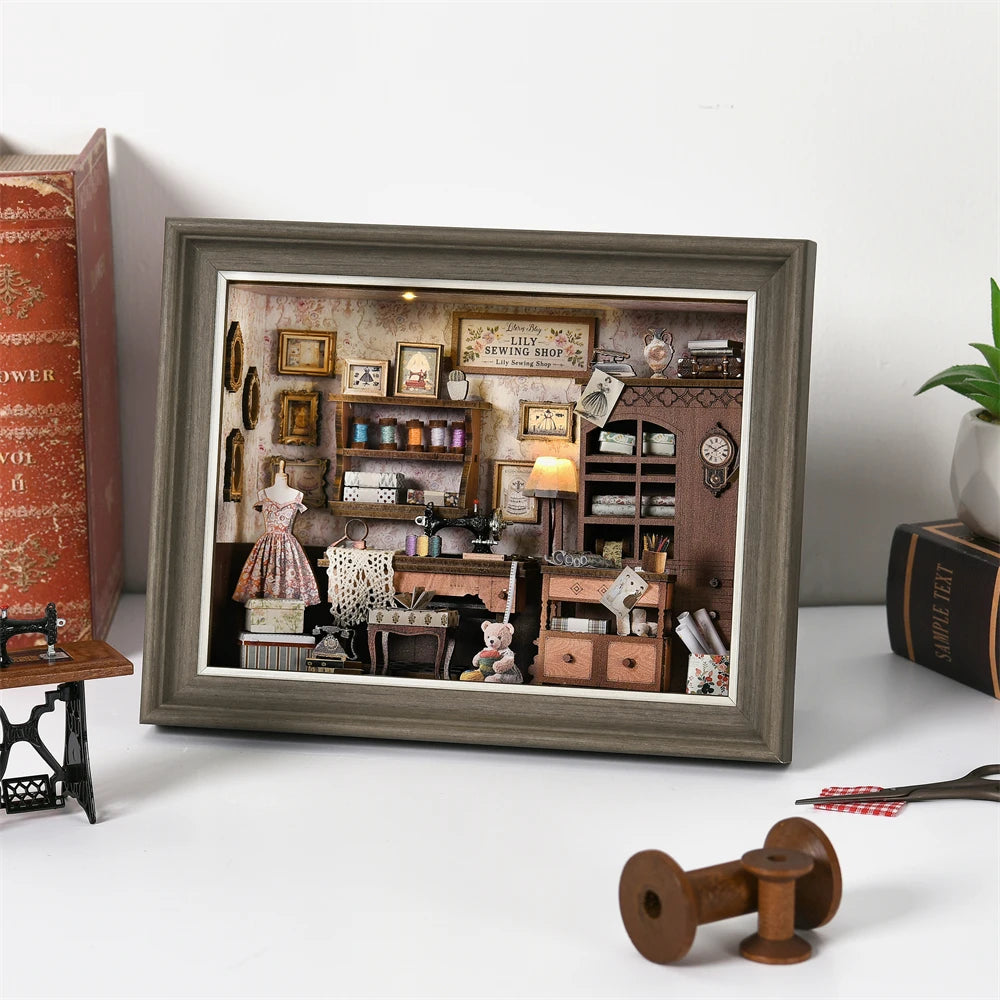 Lily Sewing Shop Miniature with LED Lights