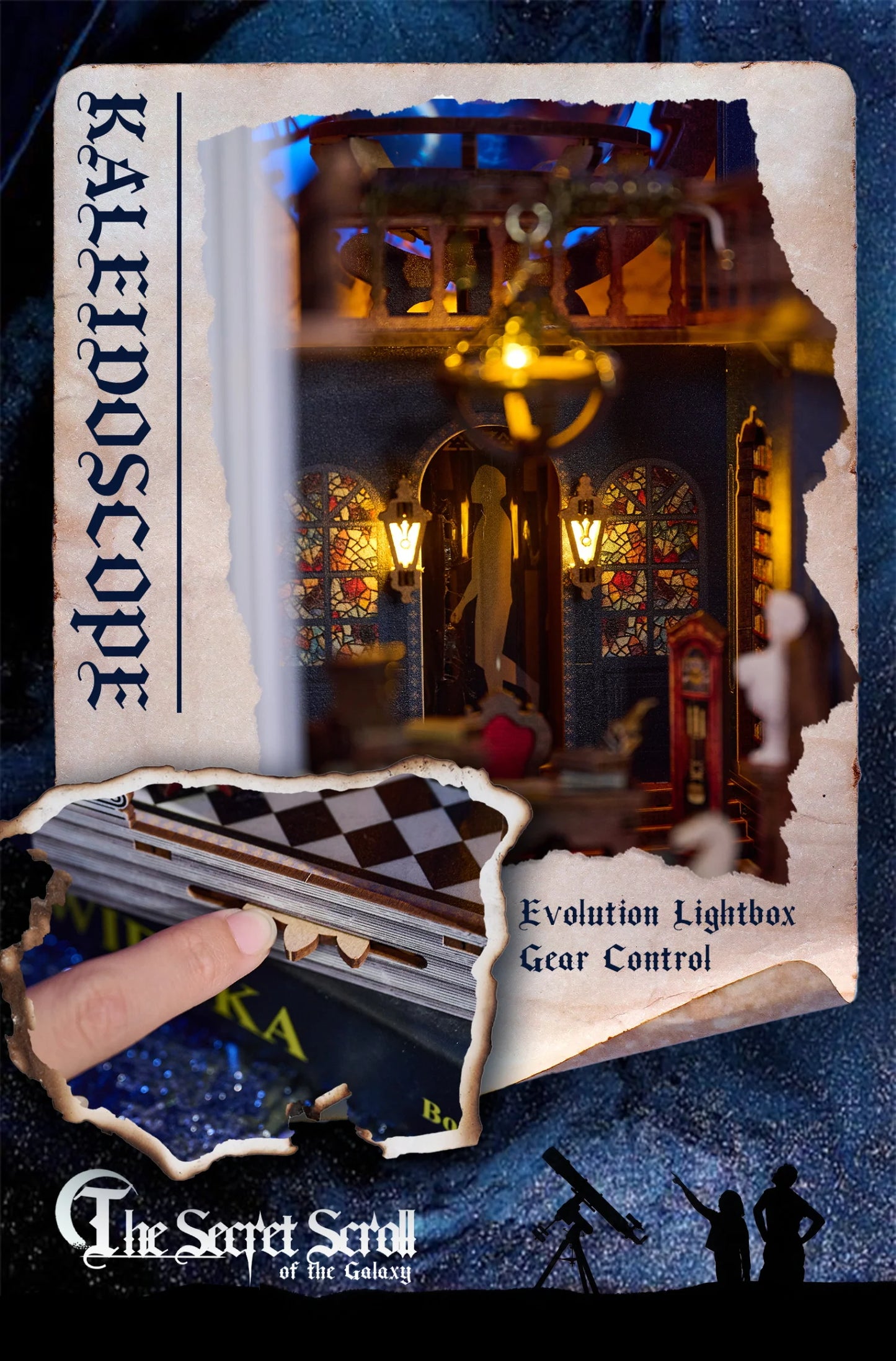 DIY Wooden Book Nook The Secret Scroll Of The Galaxy Figurines Miniatures Bookend Handmade Bookshelf Gifts Home Decor Crafts