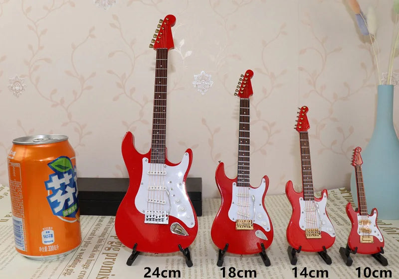 Miniature Electric Guitar Model with Stand and Case