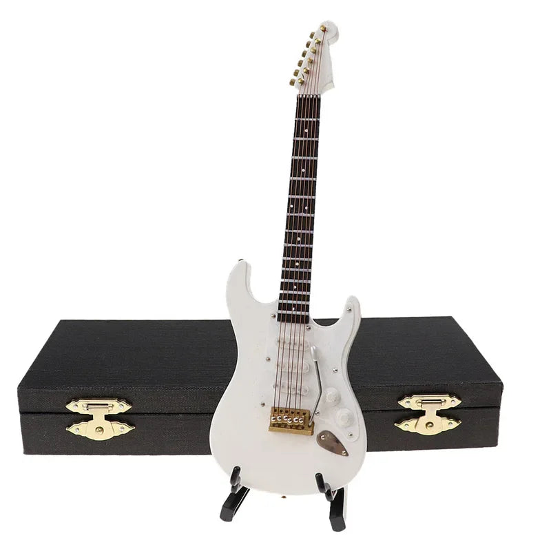 Miniature Electric Guitar Model with Stand and Case