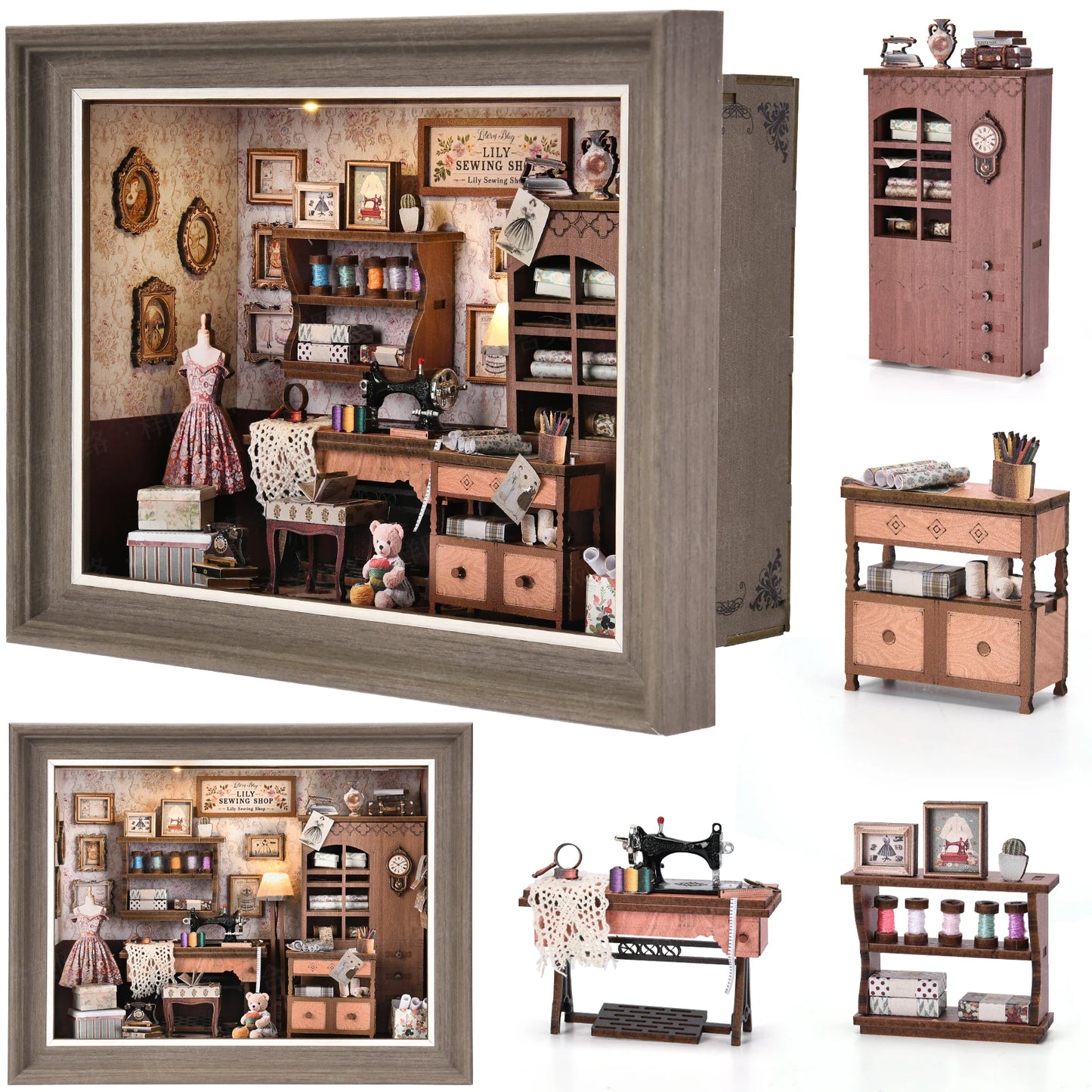 Lily Sewing Shop Miniature with LED Lights
