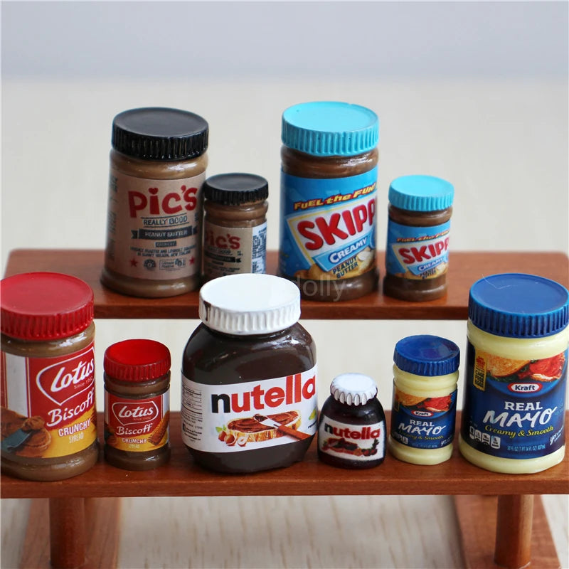 Miniature Branded Spread Bottle Set (5PCS) – 1/6 & 1/12 Scale