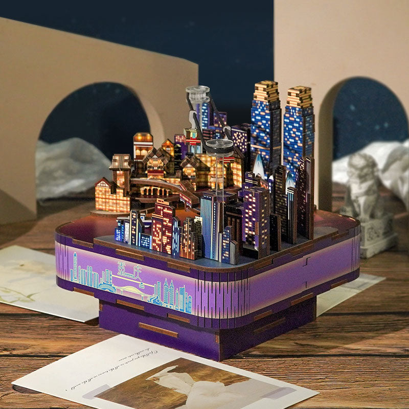 New City Street View Music Box DIY Dollhouse Kit
