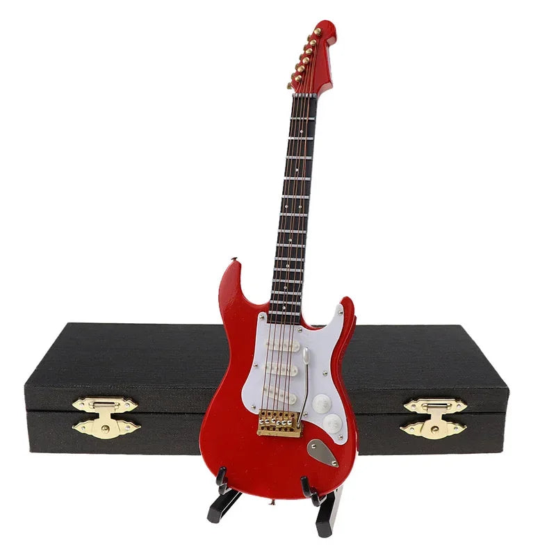 Miniature Electric Guitar Model with Stand and Case