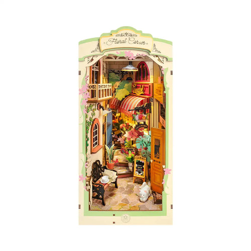 Robotime Rolife Floral Corner Book Nook 3D Wooden Toys for Wife Girls Home Book Shelf Decoration DIY Model Gifts for Family