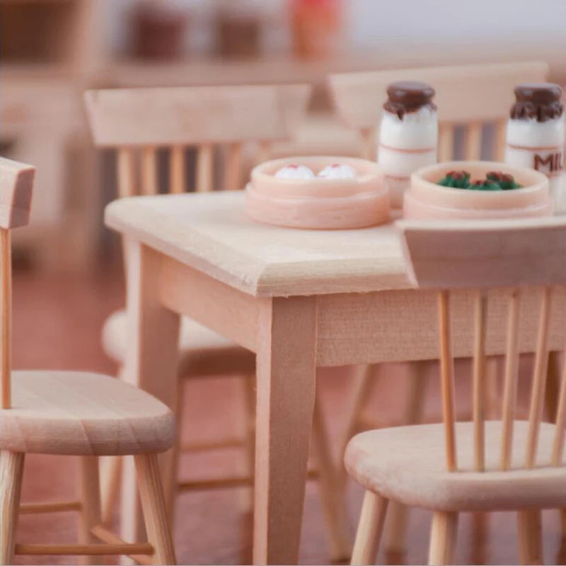 Miniature Wooden Dining Table & Chairs