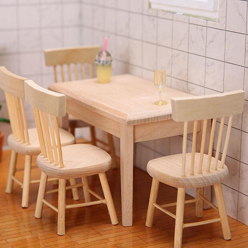 Miniature Wooden Dining Table & Chairs