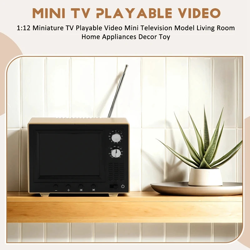 1:12 Miniature TV – Playable Video Retro Dollhouse TV   