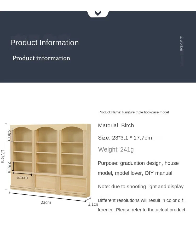 1:12 Scale Triple Bookshelf   