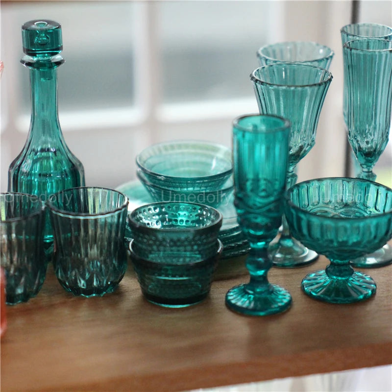 1:6 Miniature Dollhouse Glassware Set – Decanters & Cups   