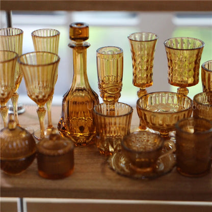 1:6 Miniature Dollhouse Glassware Set – Decanters & Cups   