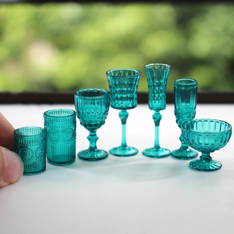 1:6 Miniature Dollhouse Glassware Set – Decanters & Cups   