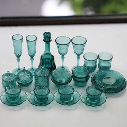 1:6 Miniature Dollhouse Glassware Set – Decanters & Cups   