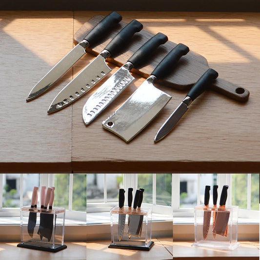 1:6 Miniature Kitchen Knife Set for Dollhouse Decor   