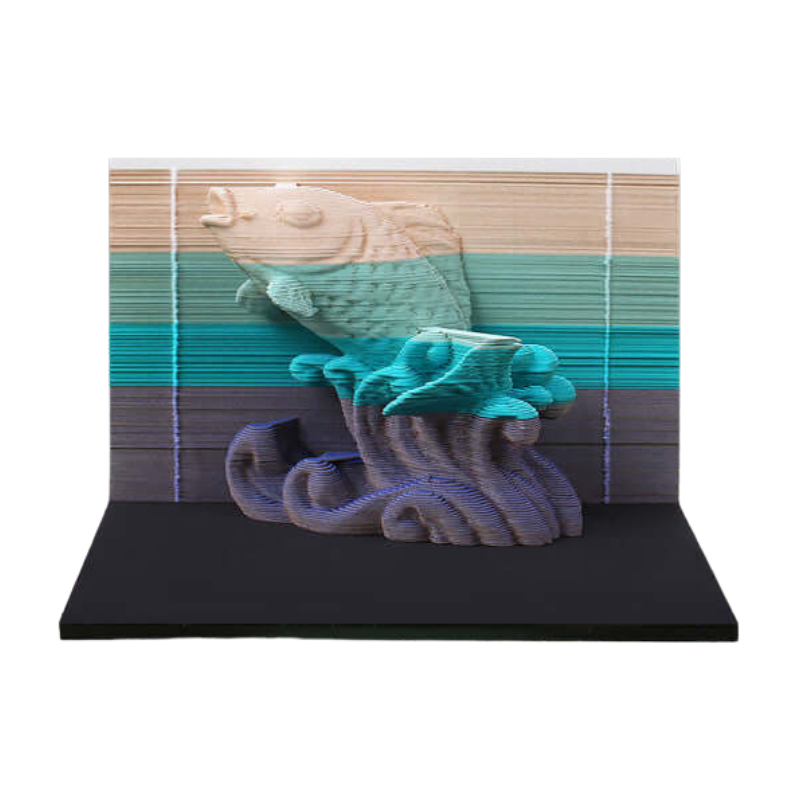 Asian Dragon Carp Omoshiroi Block 3D Notepad