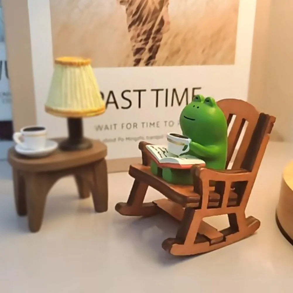 Cute Frog Rocking Chair Miniature - Whimsical Decor – Book Nook Kit