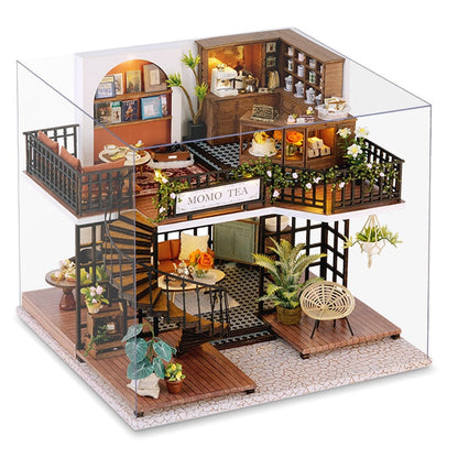 Forest Tea Shop – DIY Dollhouse Kit with Dust Cover – Book Nook Kit