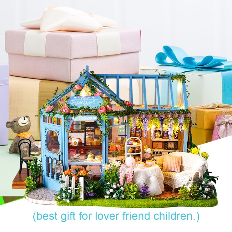 Cutebee Rose Garden Tea House DIY Dollhouse Kit