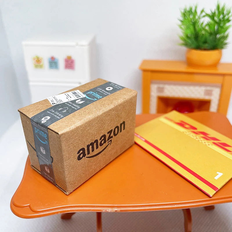 Mini Amazon Parcel Box 1:12 Dollhouse Accessory   