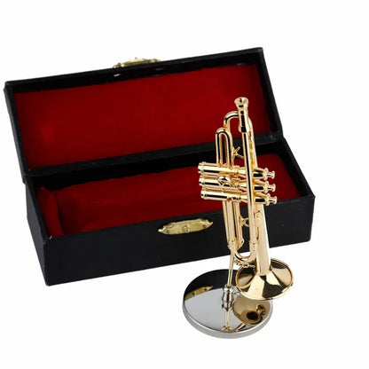 Mini Gold Trumpet Model with Gift Box – Collectible Decor   