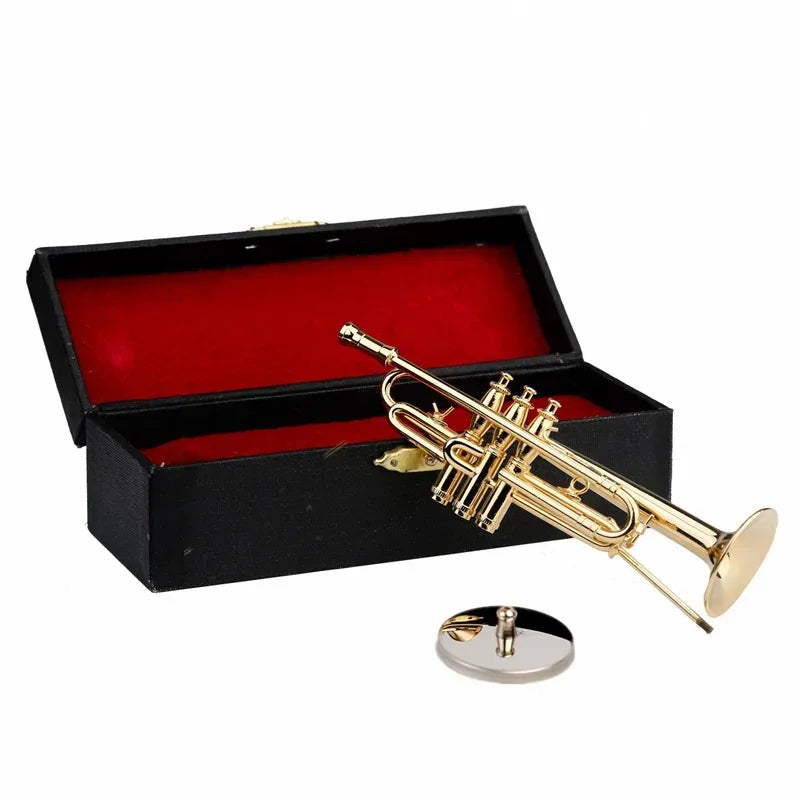 Mini Gold Trumpet Model with Gift Box – Collectible Decor   