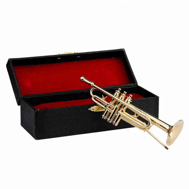 Mini Gold Trumpet Model with Gift Box – Collectible Decor   