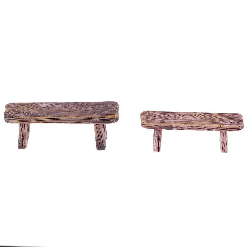 Mini Wooden Benches Set for Fairy Garden & Dollhouse   
