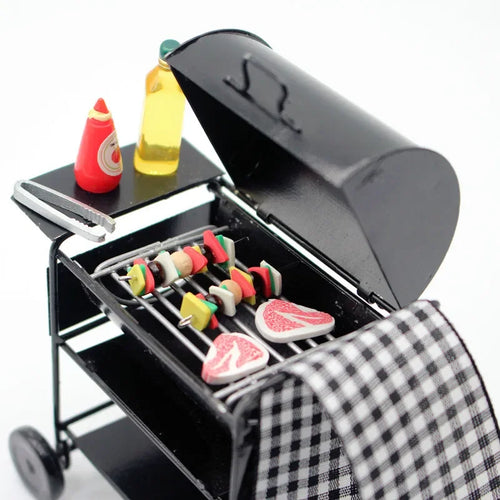 Miniature BBQ Grill Set 1:12 Scale Dollhouse Decor   