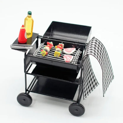 Miniature BBQ Grill Set 1:12 Scale Dollhouse Decor   