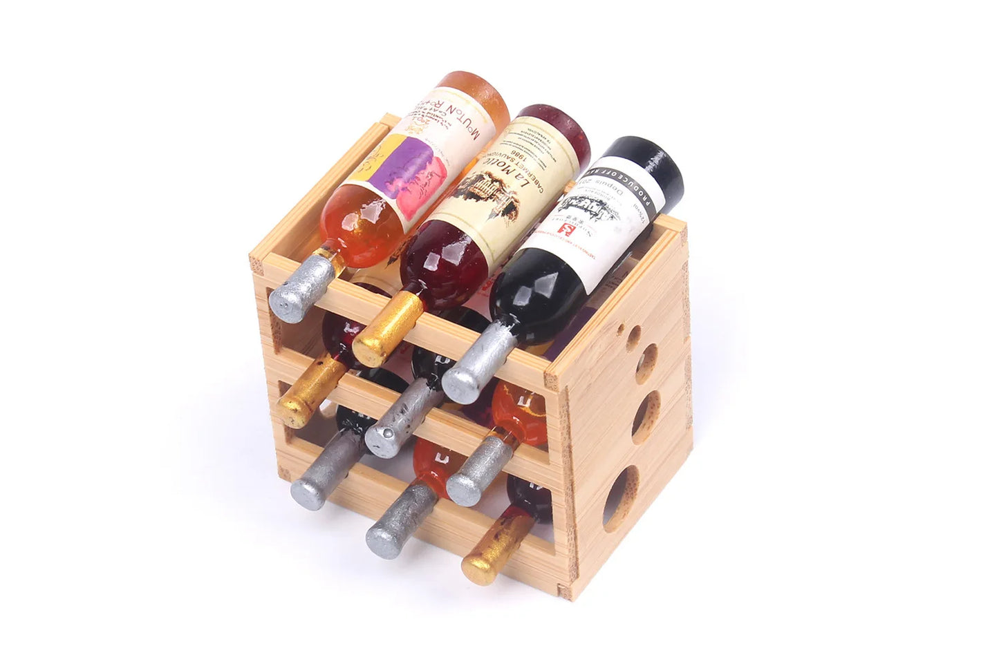 Miniature Bamboo Wine Rack Set for 1:6 Dollhouse   