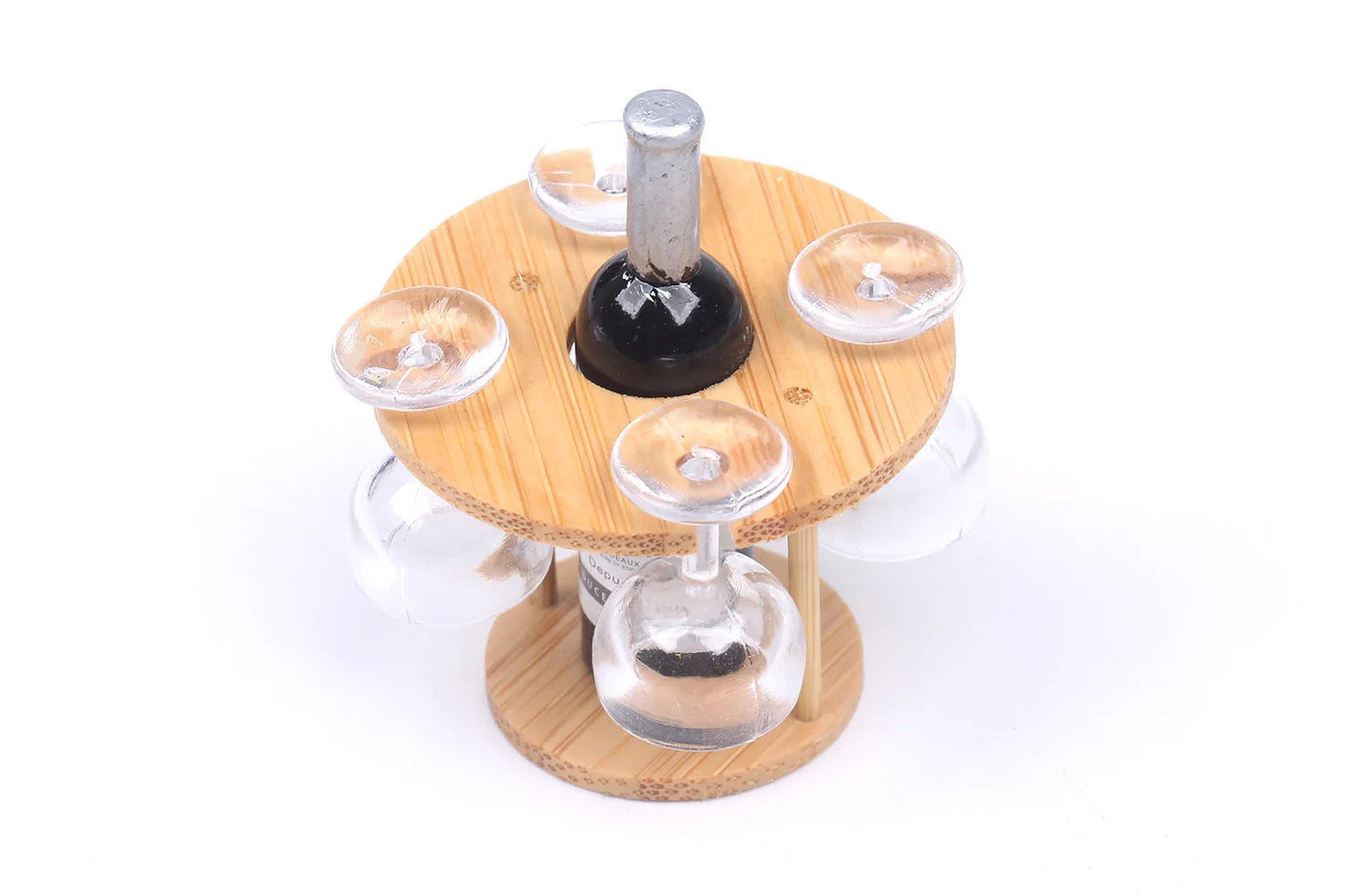 Miniature Bamboo Wine Rack Set for 1:6 Dollhouse   