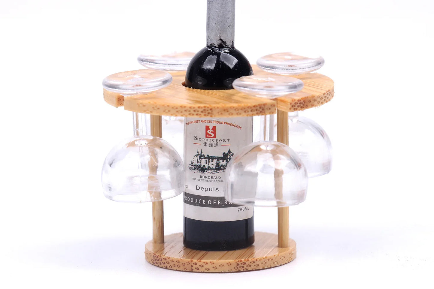 Miniature Bamboo Wine Rack Set for 1:6 Dollhouse   