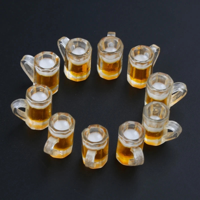 Miniature Beer Mugs – 1/6 Scale Resin Dollhouse Cups (10pcs)   
